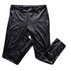 Guess Faux Leather Pants Leggins With Zip Button Leg Large @V